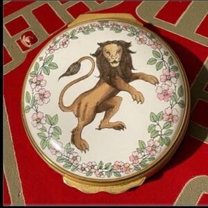 Rare•Halcyon Days Lion Crowned in Nature• Keats•Enameled Box•Collectible•